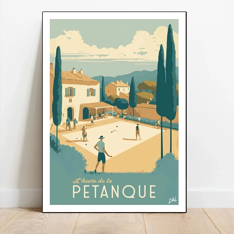 Retro France Travel Marseille Petanque Verdon Poster and Prints Canvas Painting Wall Art Pictures for Room Home Hotel Decor