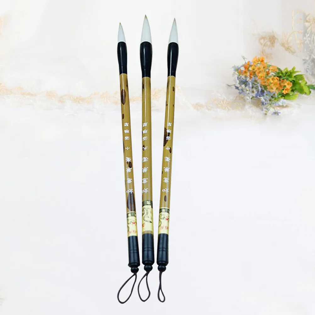 

3Pcs Excellent Wolf Hair Chinese Caligraphy Kanji Japanese Sumi Drawing Brush(Size L) Wolf hair writing brush