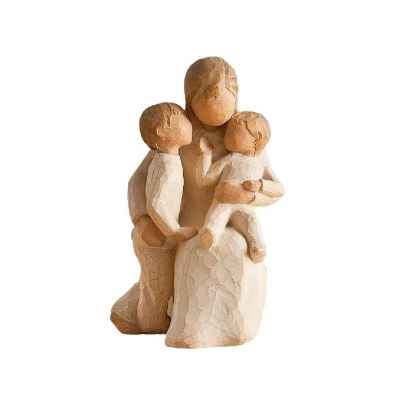 Hand-Painted Sculpture, Mother Holding Child Figure Sculpture Home Living Room Study Desktop Decoration Decoration Holiday Gift