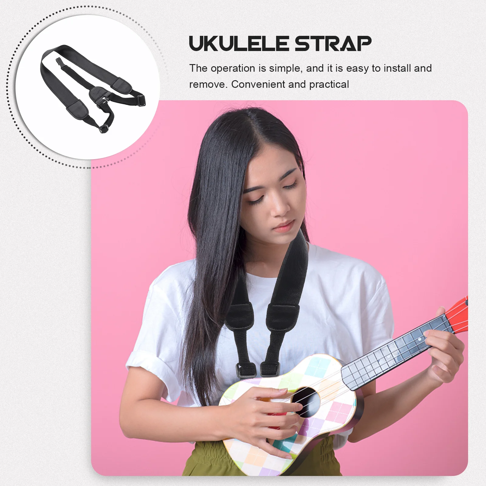 

Ecofriendly Nylon Ukulele Strap Durable Adjustable Instrument Accessory Comfortable Easy Install Remove Washable Musician