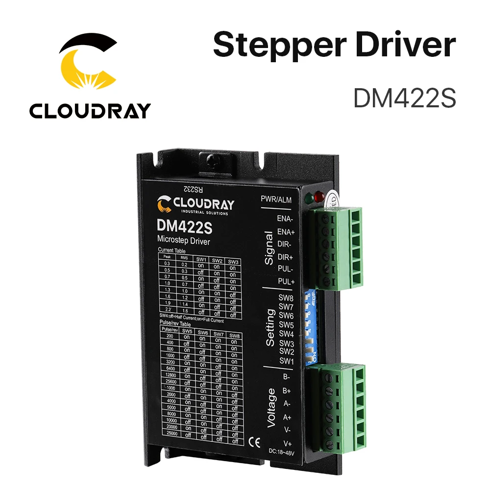 Cloudray 2-Phase Stepper Motor Driver DM422S Nema17 Motor 24-48VDC Voltage Output 0.3-2.2A Current for 2-Phase Motor CNC Machine