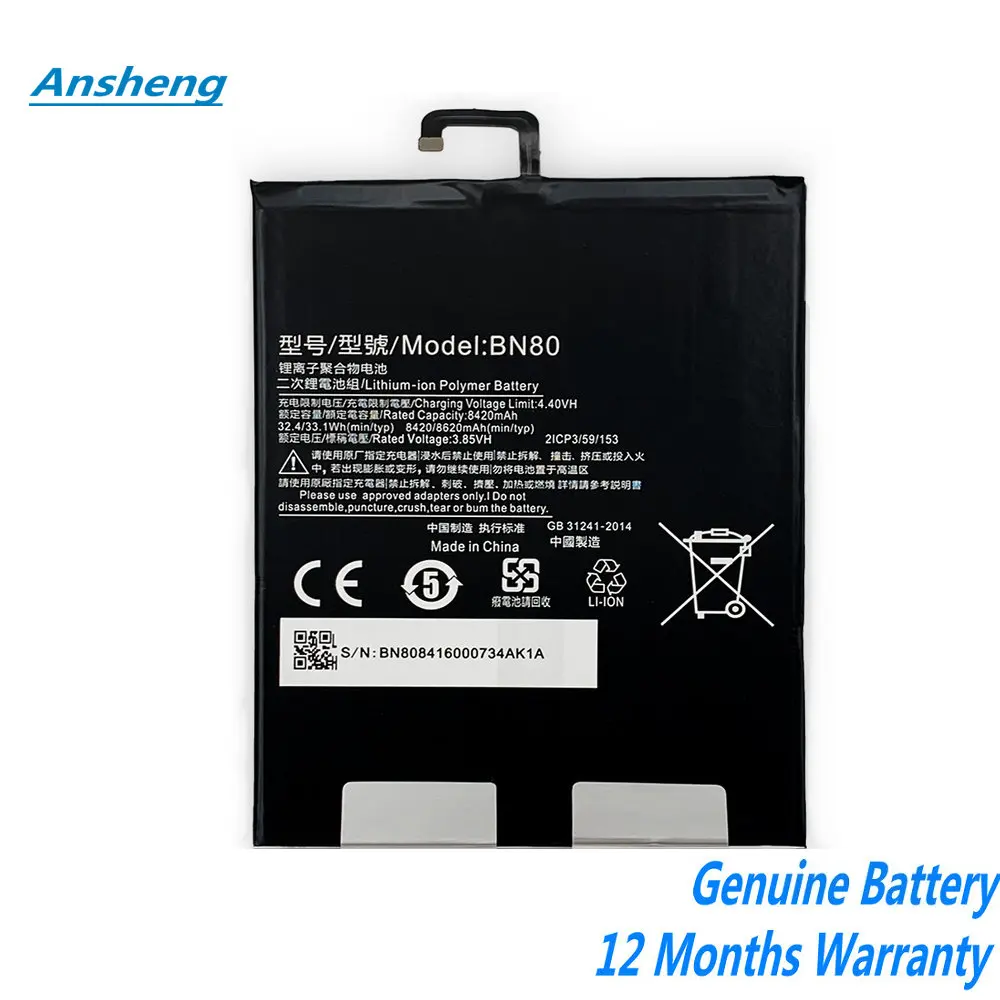 

NEW 3.85V 8620mAh BN80 Battery For Xiaomi Pad 4 Plus 4Plus Tablet Batteries