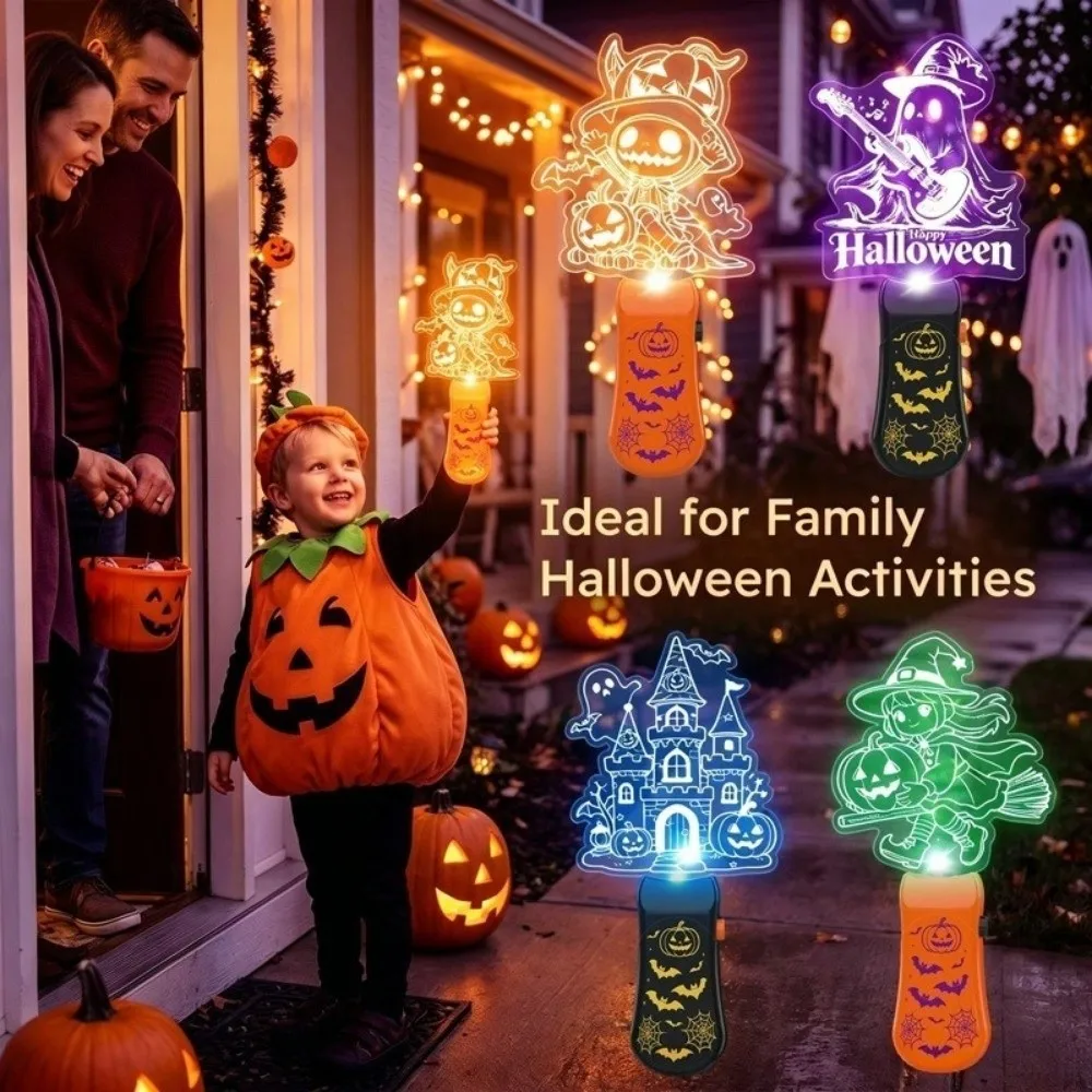 Halloween Lamp LED Glow Sticks with Sound Snowman Elk Santa Claus Christmas Wands Colorful Mini Handheld Night Lights