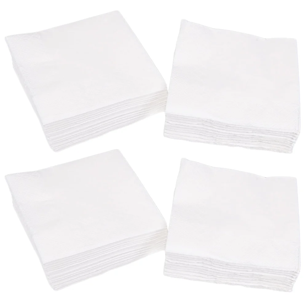 300 Sheets Drinks Napkins for Restaurant Square Tissue 2-Ply Paper Towel White Dinner