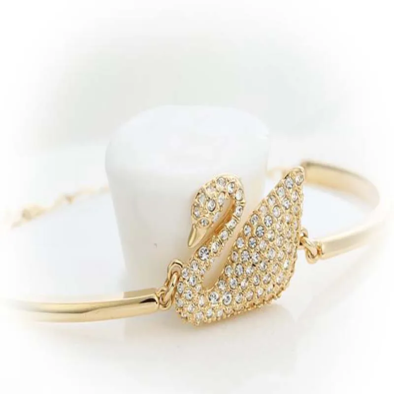 Fashion Gold Rose Gold Swan Bangle Luxury Zircon Charm Bracelet Jewelry Accessories for Women\'s Party Gifts