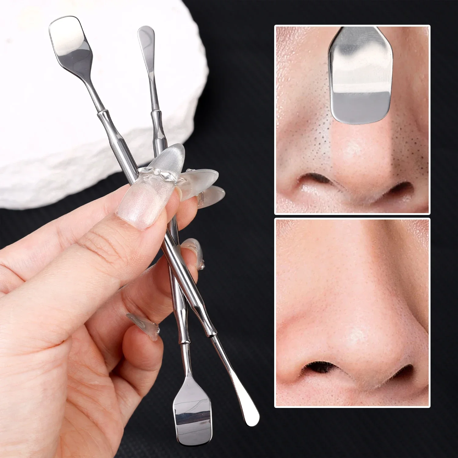 Double Head Blackhead Remover Scraper Acne Needles Stainless Steel Face Squeezing Pimple Blemish Cleaning Treatment Care Tools