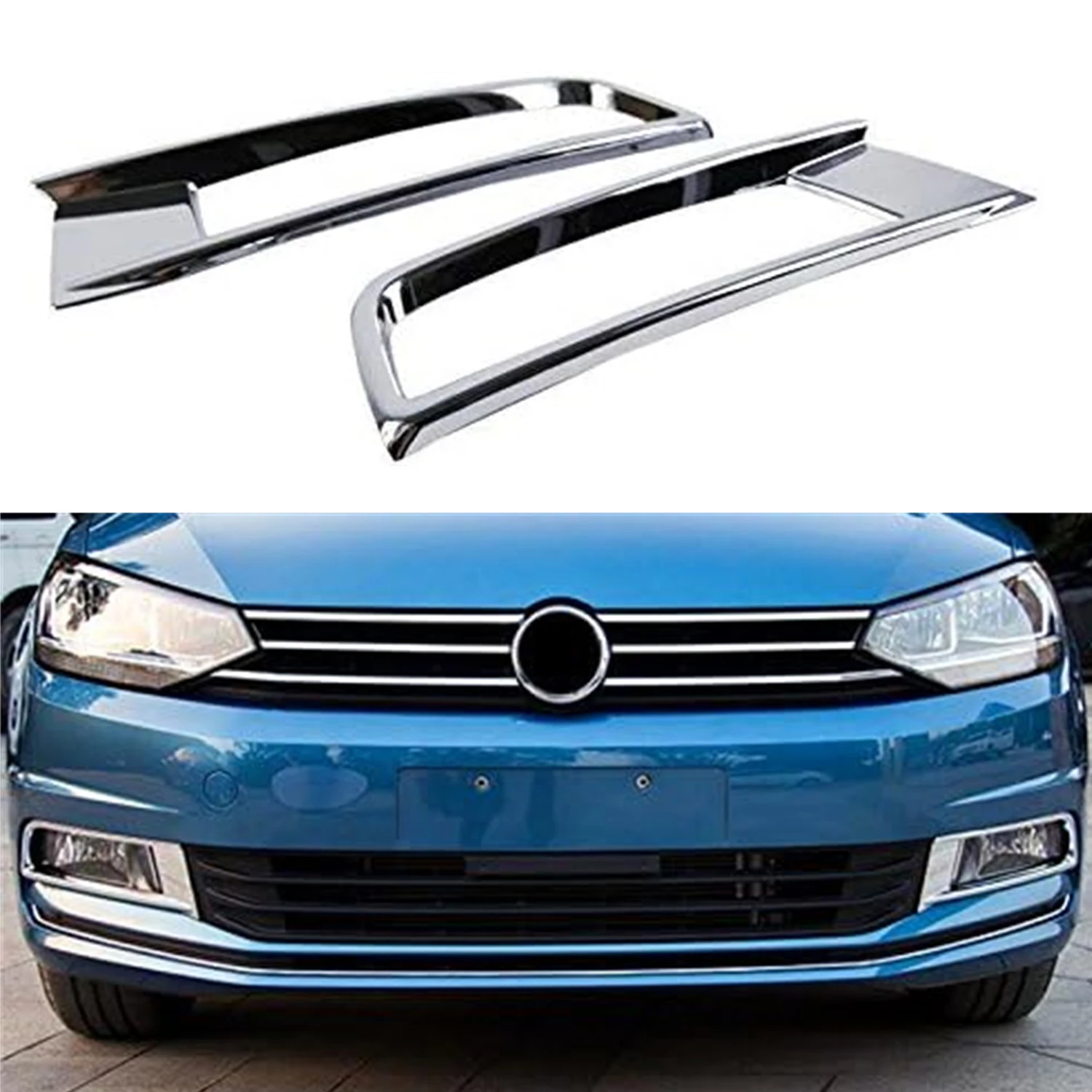 For VW Volkwasgen Touran MK2 2016-2021 Chrome Exterior Front Fog Light Lamp Cover Decor Trim ABS Car Accessories 2pcs