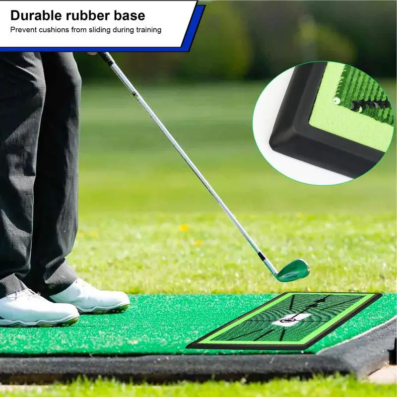 Golf Turf Mat for Swing Path Training Golf Hitting Mats Removable Precision Guidance Track for Women Men Golfers Indoor/Outdoor