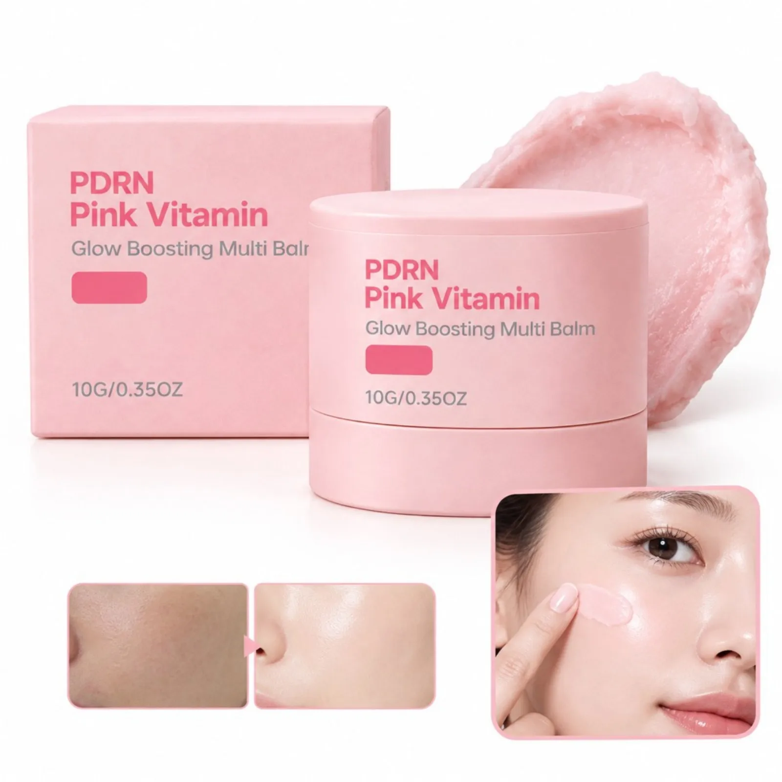 PDRN Pink Vitamin Glow Boosting Multi Balm Stick Daily Hydrating Smooth Glossy Face Skin Care Stick Portable Makeup Friendly Use