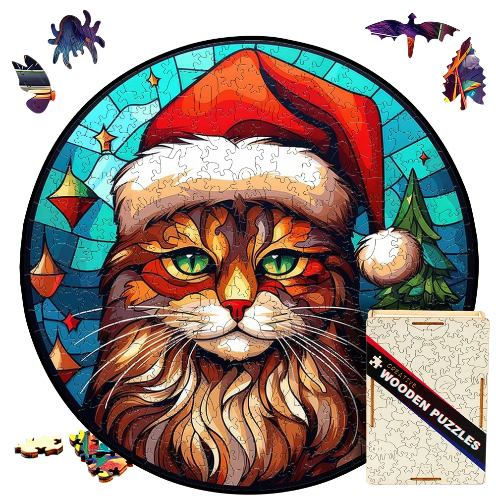 

Popular Colorful Animal Merry Christmas Wooden Jigsaw Puzzles Cute Cat Dog Santa Claus Educational Toys For Kids Adults New Year