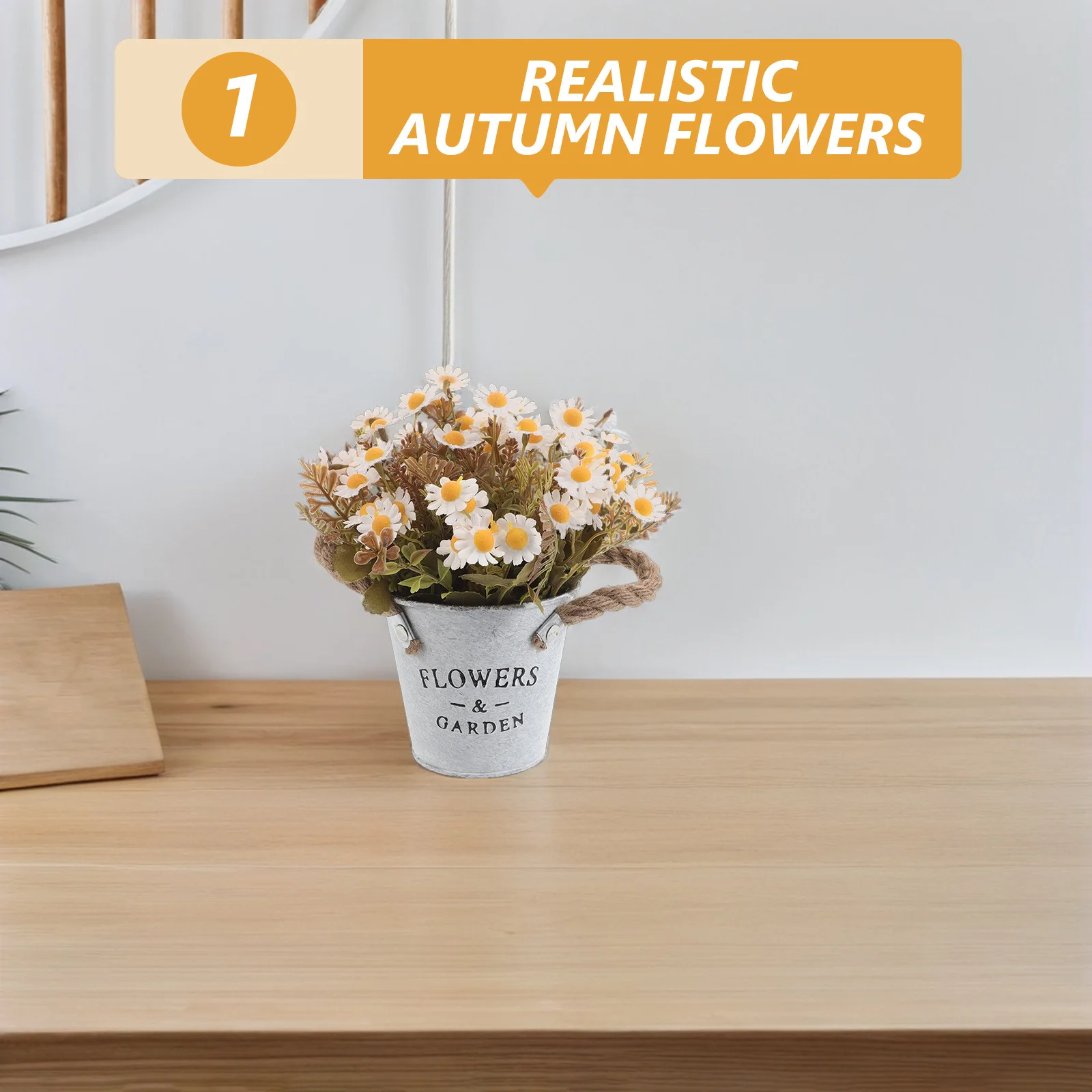 

Artificial Daisy in Pot Realistic Fake Daisy Plant Arrangement Spring Summer Indoor Outdoor Home Decoration Flower Bonsai