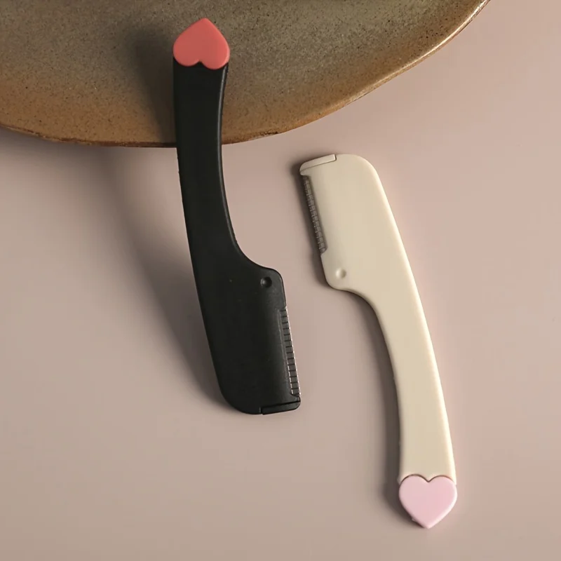 Stainless Steel Lovely Straight Handle Large Love Eyebrow Shaver Factory Wholesale Portable Macro Razor Eyebrow Trimming Tool