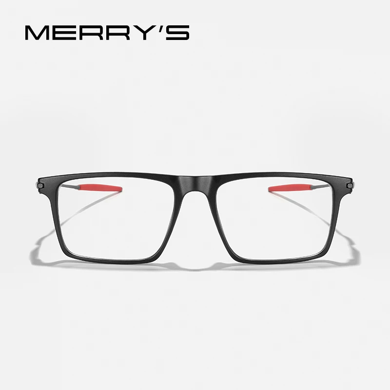 MERRYS DESIGN Men Sport Glasses Frames TR90 Frame Aluminum Temple With Silicone Legs Myopia Prescription Square Eyeglasses S2810