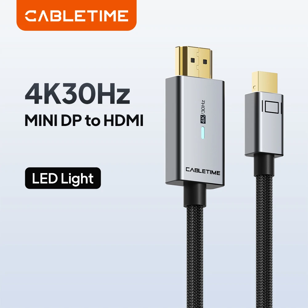 CABLETIME Mini DP ZUM HDMI Kabel Thunderbolt 2 Displayport 4K/60Hz Aluminium Shell Konverter für Oberfläche Pro6 dell XPS C324