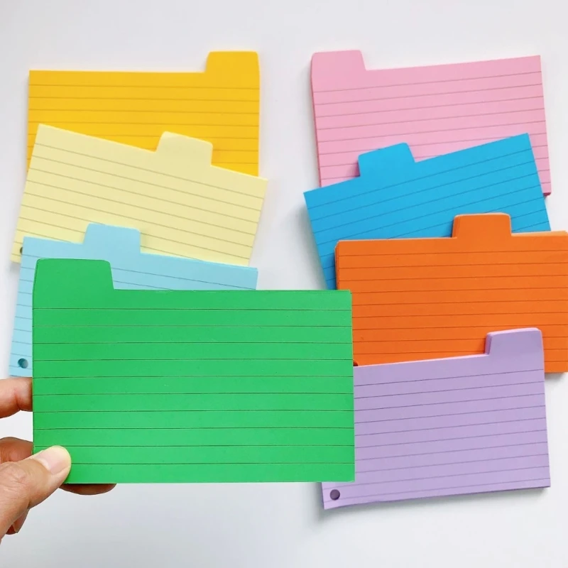 Colorful Index Cards, 100 Sheets Tabbed Index Cards Ruled Revision Cards Lined Flashcards Note Taking To-do-list Cards