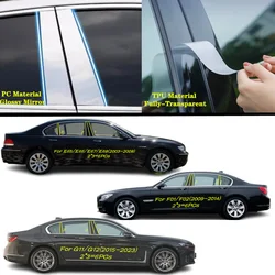 For Bmw 7 Series E65 E66 E67 E68 F01 F02 G11 G12 2003-2023 TPU/Glossy Mirror Pillar Post Cover Door Trim Window Molding Sticker