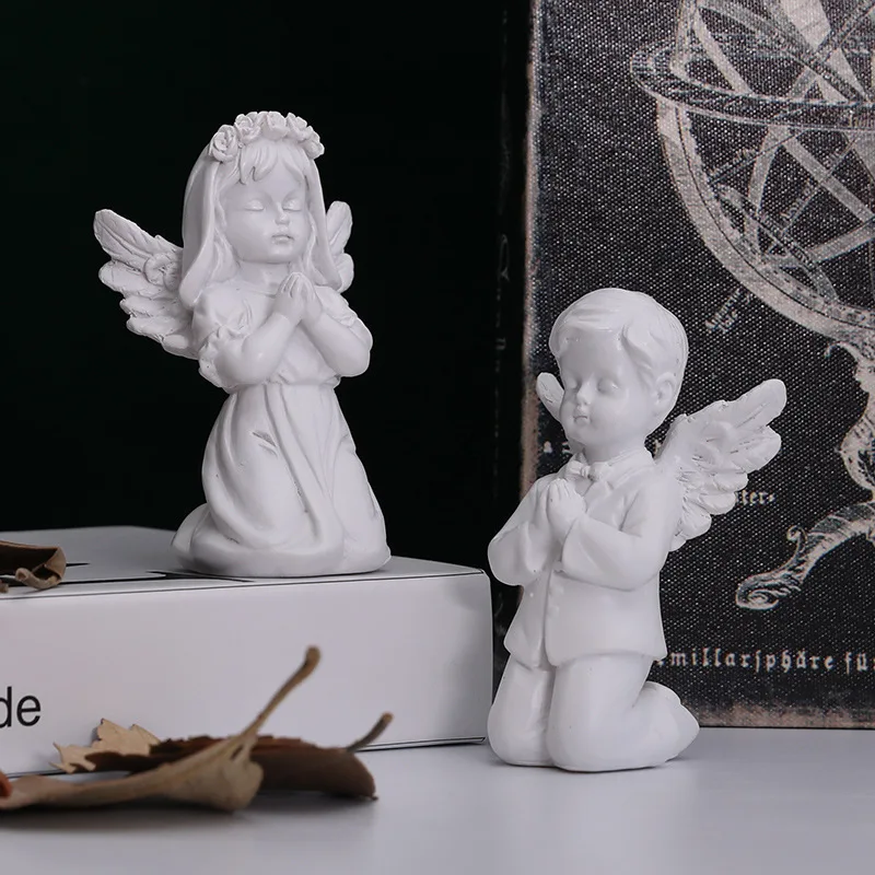

Garden Statue Praying Angel With Wings Resin Art Sculpture Yard Plant Figurines Home Decoration Desktop Ornament Girls Model