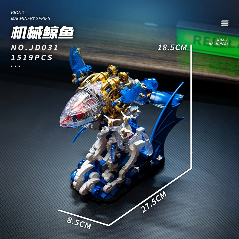 

Mechanical Whale Fish Jump Model Building Blocks Biomimetic Clockwork Animal Bricks Toys Compatible With LEGO
