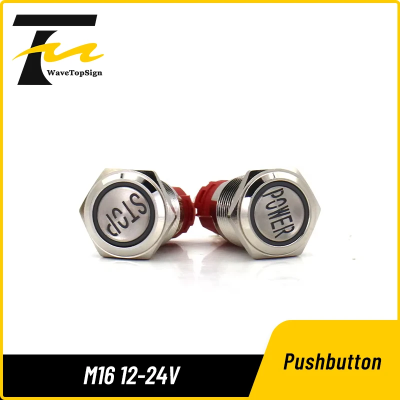 

Маленький металлический кнопочный переключатель с самовозвратом, самоблокирующееся кольцо, светильник питания, водонепроницаемый M16, 12-24 В