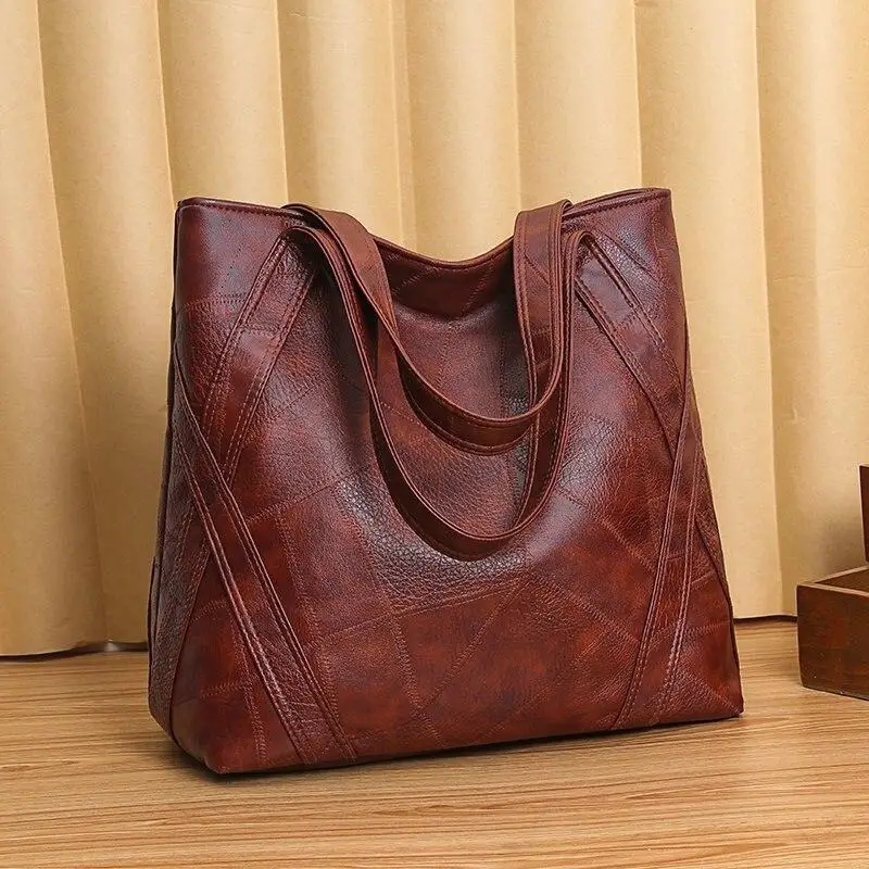 Women Fashion Vintage Soft Pu Leather Handbag Female High Quality Luxury Shoulder Bag Ladies Casual Large Capacity Tote Bag 2023