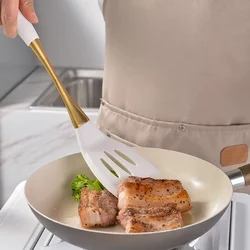 1Pc White Gold Silicone Kitchenware Cooking Utensils Kitchen Accessories Spatula Turner Heat-resistant Pasta Colander Shovel