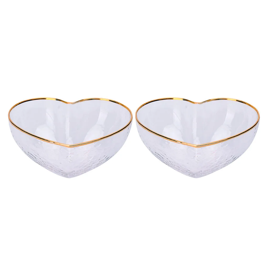 

2 шт., стеклянные салатницы премиум-класса, дизайн в форме сердца, украшение для кухни, универсальное сервировочное блюдо, держатель для еды, стеклянная салатница в форме сердца