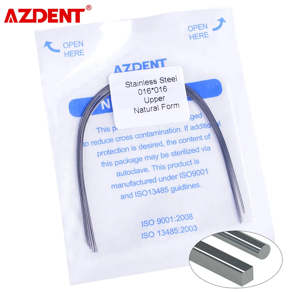 AZDENT 10pcs/Pack Dental Orthodontic Arch Wires Stainless Steel Rectangular / Round Natural Form Braces Wires Dentistry Material