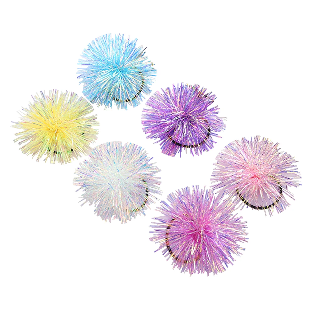 

6pcs Elastic Hair Bands Bright Rings Elastics Seamless Ponytail Holders Balls Bulk High Elasticity Long Term Use