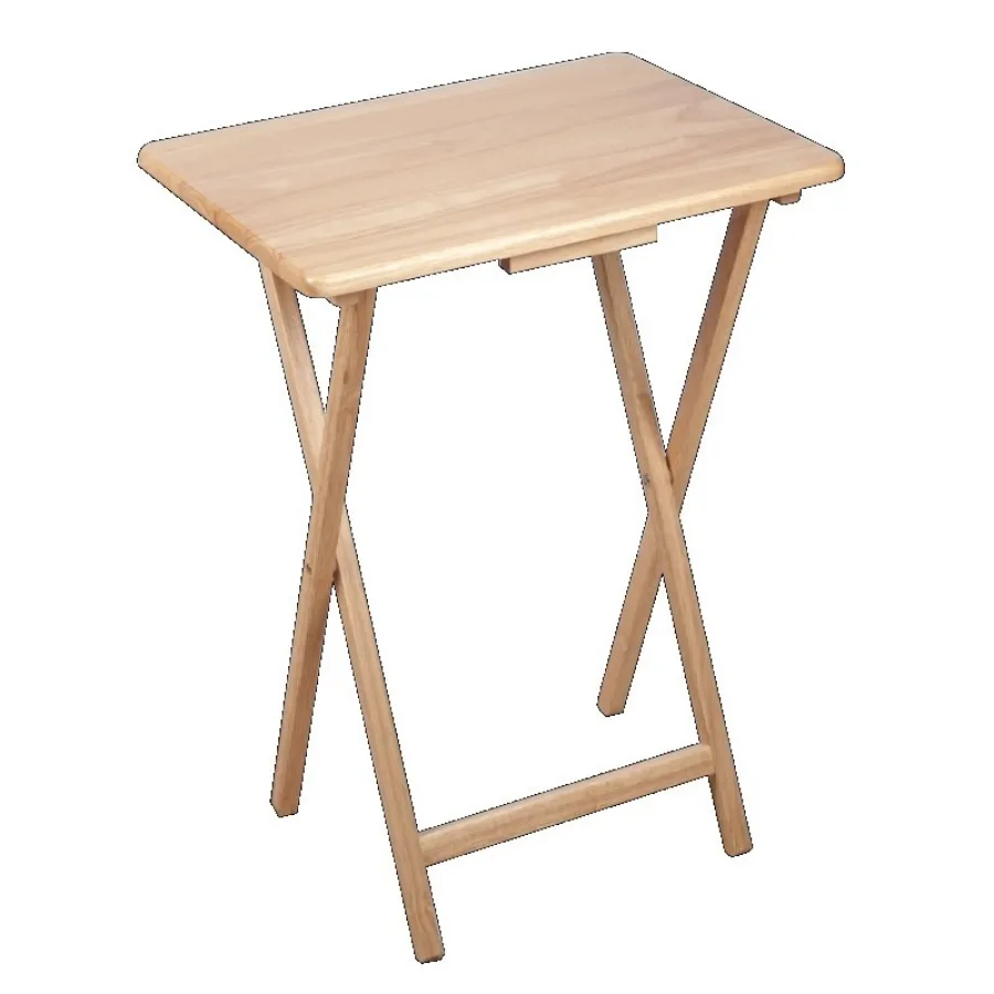 

Indoor Single Folding TV Tray Table Set of 2, Natural Color, 19"L x 15"W x 26"H.