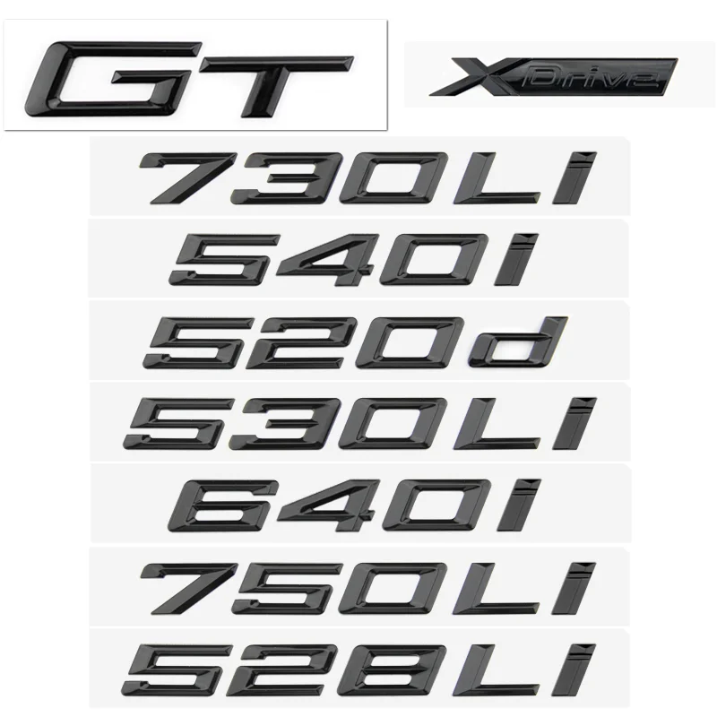 3D Letter Sticker for BMW 5 6 7 Series Car Tuning M 525i 540i 520d 630i 730Li 750Li GT Trunk Tail Marker Emblems car accessories