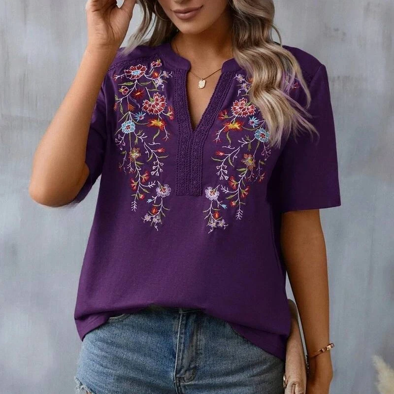 Casual Loose Floral Blouses For Women Fashion 2024 Summer Vintage Women\'s Oversized Shirts And Blouses Elegant Youth Female Tops