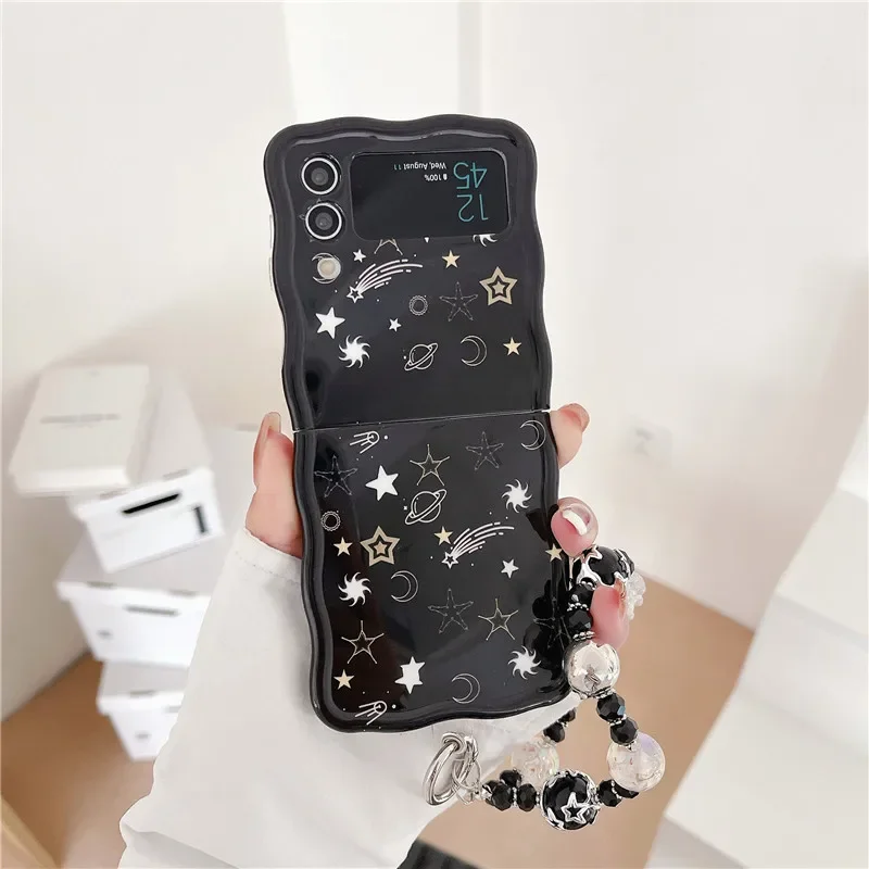 Funda trasera para Samsung Galaxy Z Flip 5, carcasa a prueba de golpes, brazalete de estrella, onda IMD, Z Flip5, ZFlip5