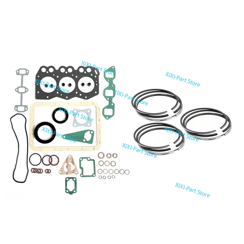 

For Yanmar 3TN63 Full Gasket Kit Set +Piston Ring 66*1.5+1.5+3.5 Engine 3-Cylinder Head Gasket Overhaul Rebuild Kit