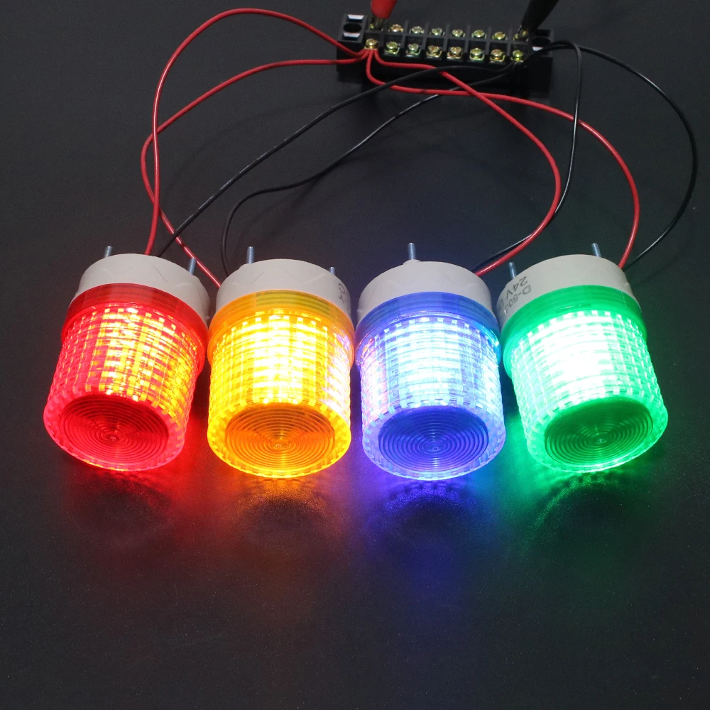 Petit indicateur Flash/Stable/Stroboscopique Lumière D'alarme De Sécurité 12V24V110V 220V LED Rouge Vert Jaune Bleu D-5041 Son/Pas De Buzzer