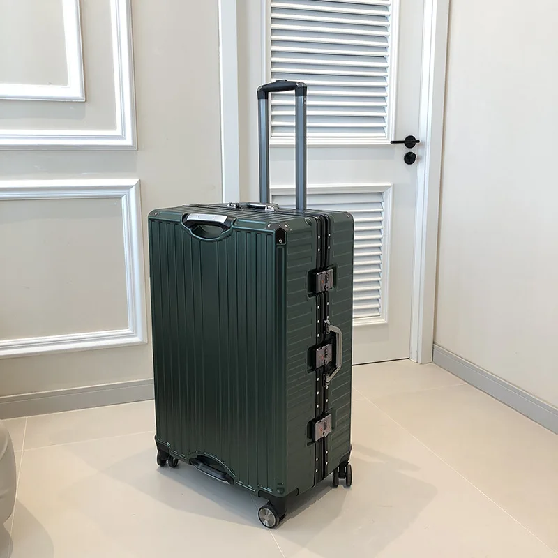 Alumínio Frame Trolley Case, Mudo Roda, Grande Capacidade Mala, Caixa de Cabine, Bagagem com TSA Bloqueio, Alta Qualidade, 20 em, 24 em, 28 em