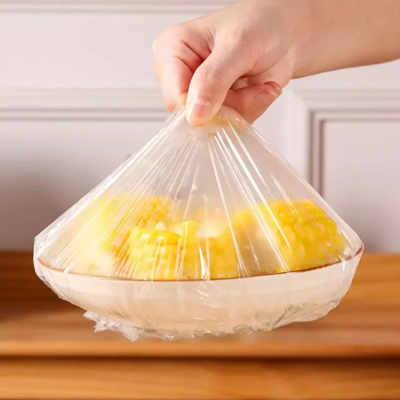 Disposable Food Covers Fresh-keeping Saran Warp Food Grade Cover Plate Lids Kitchen Plastic Elastic Wrap Packaging Storage Bags