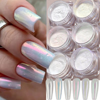 1box Y2k Chrome Mirror Moonlight Nail Pigment Aurora Iridescent Nail Art Powder Rainbow Shimmer Rubbing Dust Manicure Supplies @