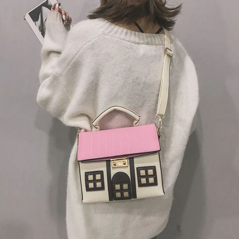 Personality House Shaped Leather Women Handbags Fashion Creative Girl Messenger Crossbody Bag Shoulder Bag Bolsa Fesmall Na