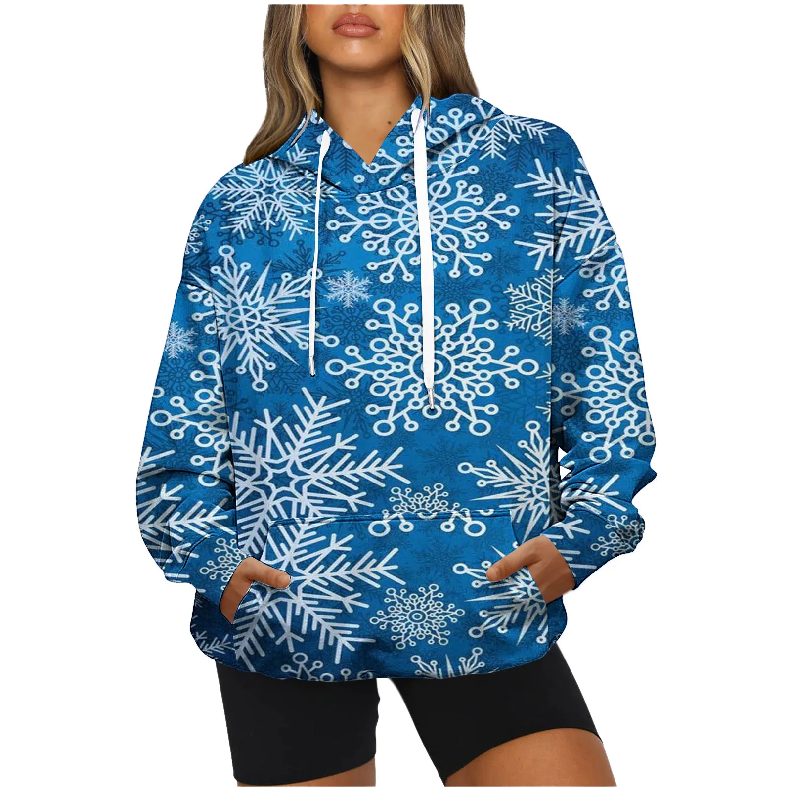 New Christmas Tree Hoodies Snowflake 3D Print Women Fashion Long Sleeve Hooded Sweatshirts Streetwear Pullovers Female Clothing