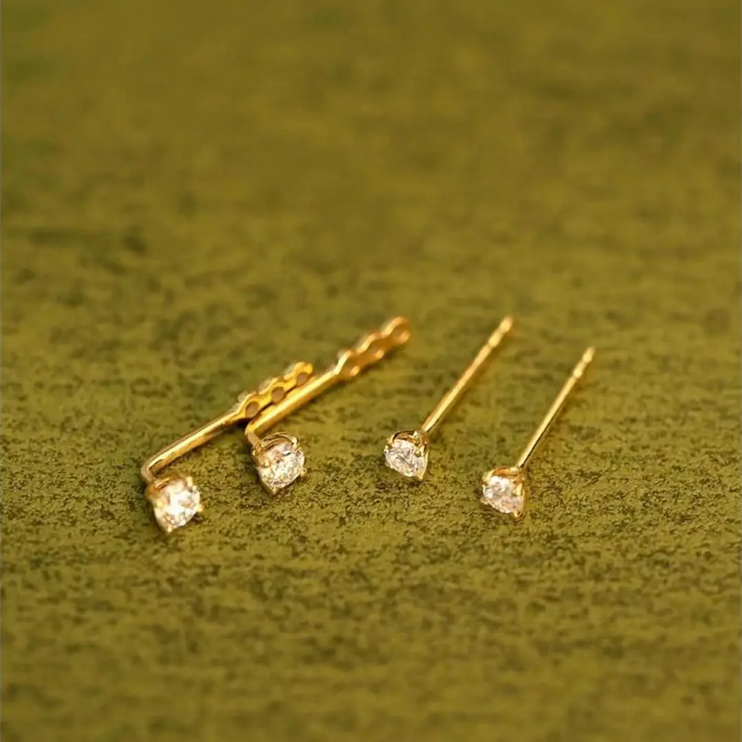 American Simple Back Hanging Rhinestone Hypoallergenic Stud Earrings For Women One Model Two Wears Earring Daily Jewelry Gifts