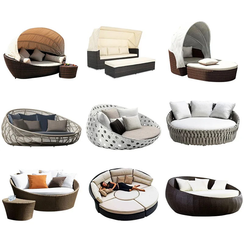 Outdoor bed creative villa swimming pool garden scenic spot public place open-air balcony lunch break lounge chair leisure furni