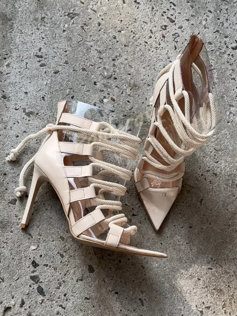 Pvc Lace Up Ankle Sandals Boot - Women Shoes Boots 评论和价格