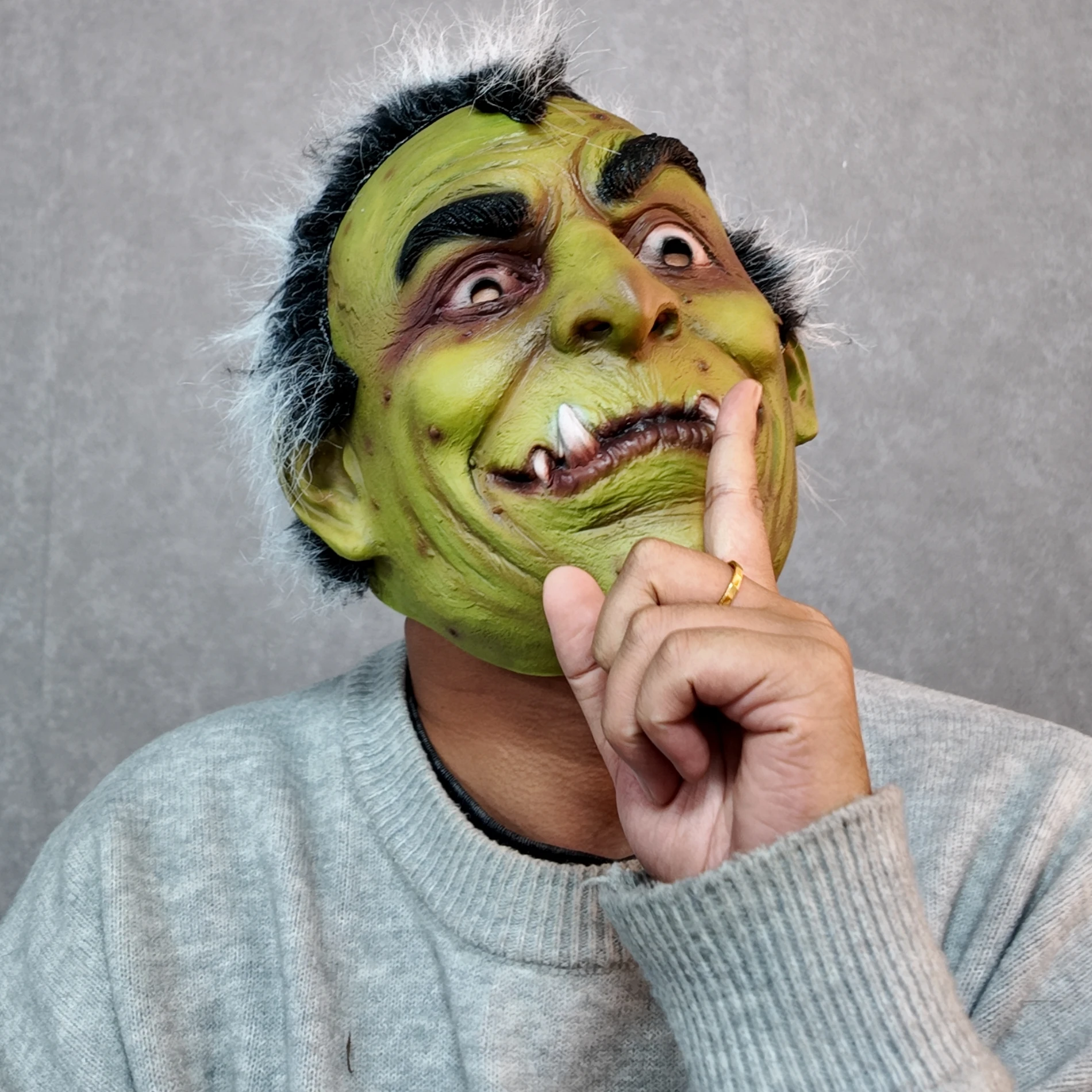 قناع رعب مونستر من اللاتكس مع شعر لحفلات الهالوين |   قناع وجه أخضر مخيف للبالغين |   الدعامة زي مخيف