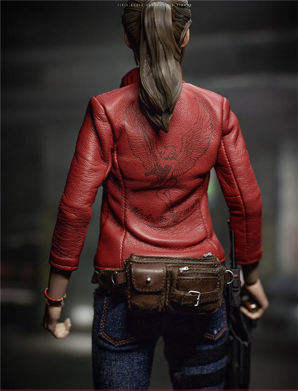 1/6 DAMTOYS DAM DMS031 Female Girl Evil Claire Game Character Red Leather Tops Coat with Pattern Fit 12\