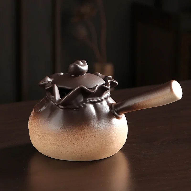 Vintage Large Teapot with Cover Tea Maker Simple Household Teaware Creative Pottery Baked Milk Tea Pot Boiling Tea Milk Teapot
