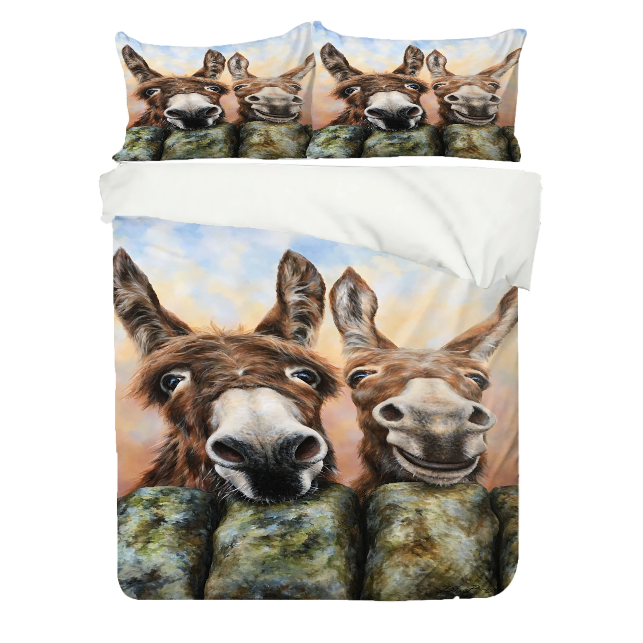 Comforter Cover Set Duvet Cover 3D Donkey Bedding Set Animal Home Quilt Cover