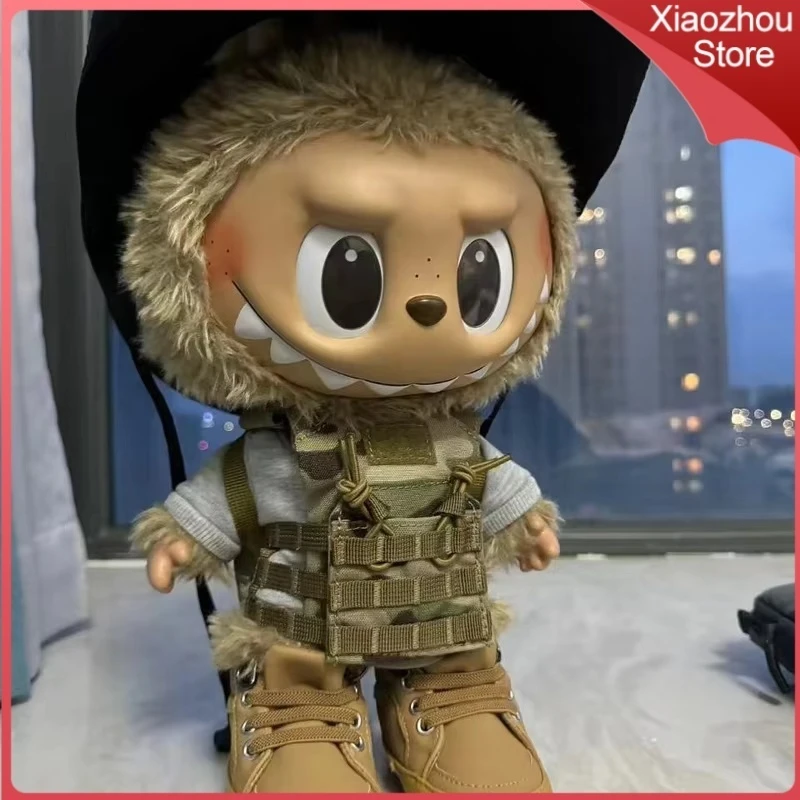 

Mini Tactical Costume Small Vest For Cat For 38cm Labubu Mokoko Doll Change Outfit Accessories Cool Clothing Cats Suit