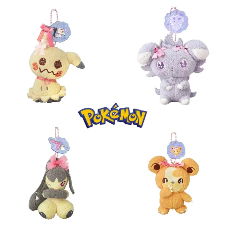 genuine-pokemon-don't-attack-me-series-cartoon-anime-figures-doll-toy-keychain-cute-mimikyu-espurr-mawile-jigglypuff-girl-gifts