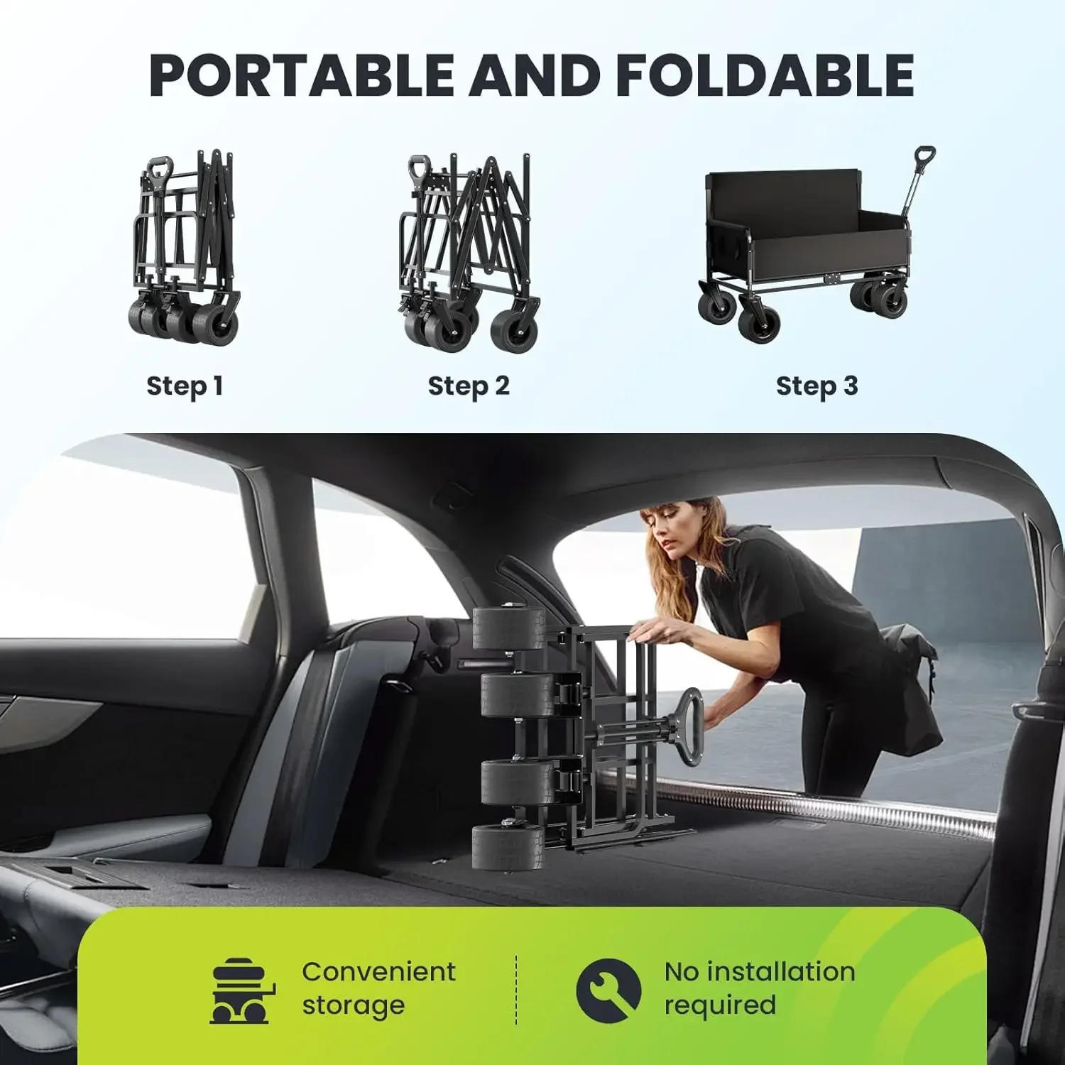 Wózek-krzesło 2 w 1 - Plażowy wózek na kółkach z siedziskiem o udźwigu 240 kg, składane wózki i karetki na kemping, na zewnątrz