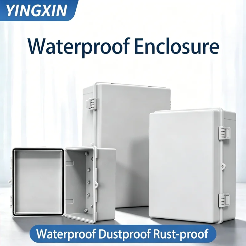 IP66 Waterproof Electronic Box Gray/Transparent Outdoor Distribution Enclosure Case with Hinge for Instruments PC Plastic